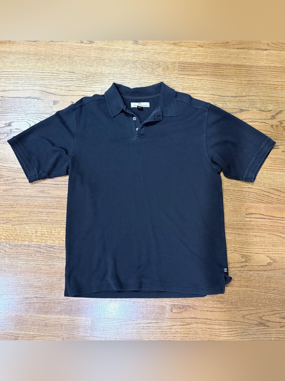 Tommy Bahama Polo Shirt Men's Size M Black Silk Cotton Blend Short Sleeve